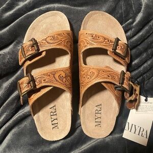 Leather Tooled Sandals